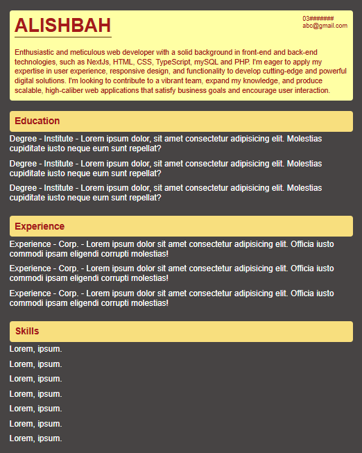 resume template